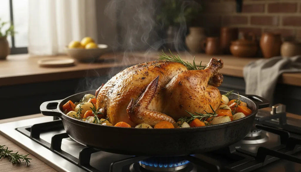 découvrez une recette rapide et savoureuse de chapon en cocotte sans utiliser de four. parfaite pour un repas délicieux et facile à préparer.